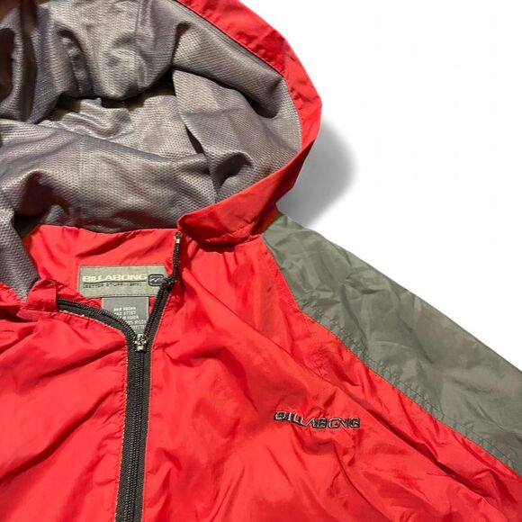 Billabong Red and Gray Windbreaker Zip Up Lightweight Sz XL fits L Distressed - Picture 5 of 6